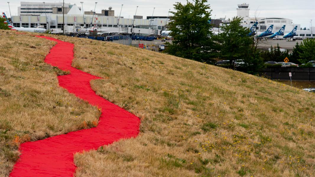Red Sand Project: Border US-MX earthwork installation by artist Molly Gochman at SEA Airport