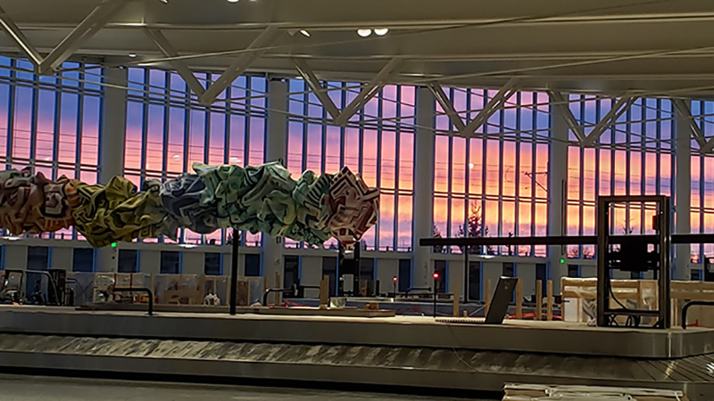IAF artwork with sunset background.