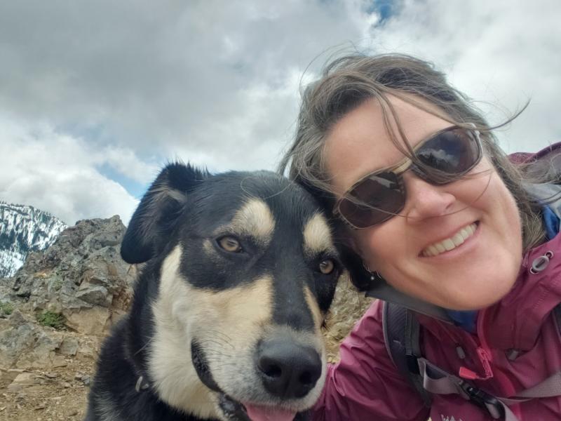Kathleen Hurley with a dog.