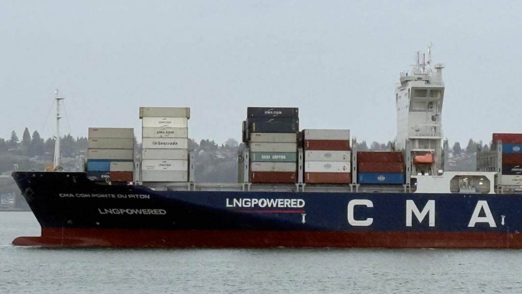 An LNG-powered container ship, part of the CMA CGM’s fleet