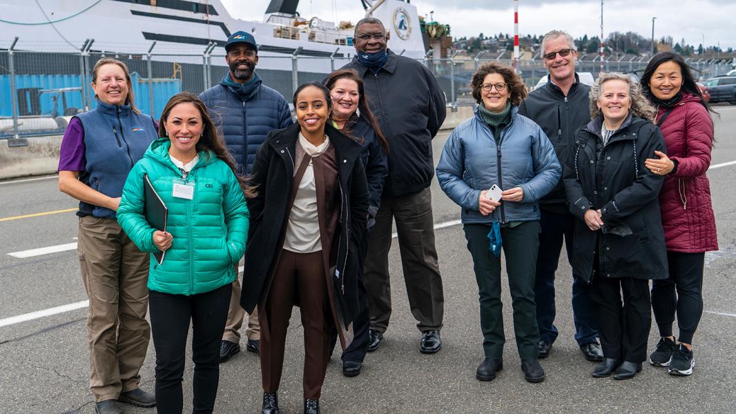 Commissioners Hasegawa and Mohamed tour Terminal 91 with Commercial Fishing and Maritime staff.