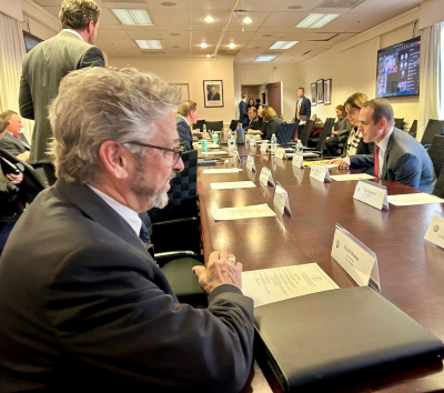 Felleman participating in a meeting.