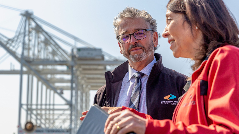 Commissioner Felleman listening to a seaport expert.