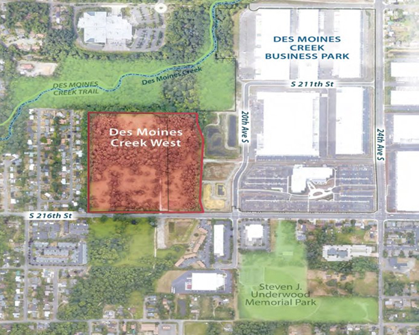 Aerial map of the Des Moines Creek West project site. 