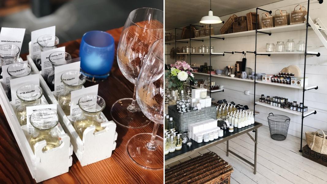 Wine tasting and an artisan shop.