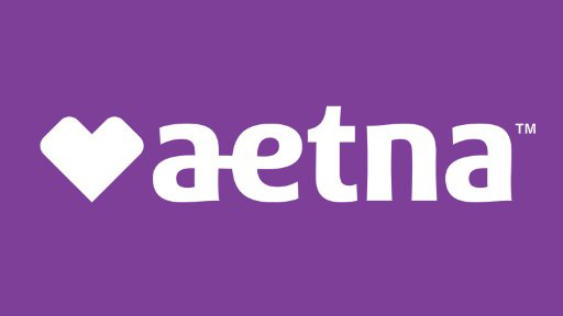 White Aetna logo with a heart‑shaped icon on a purple background.
