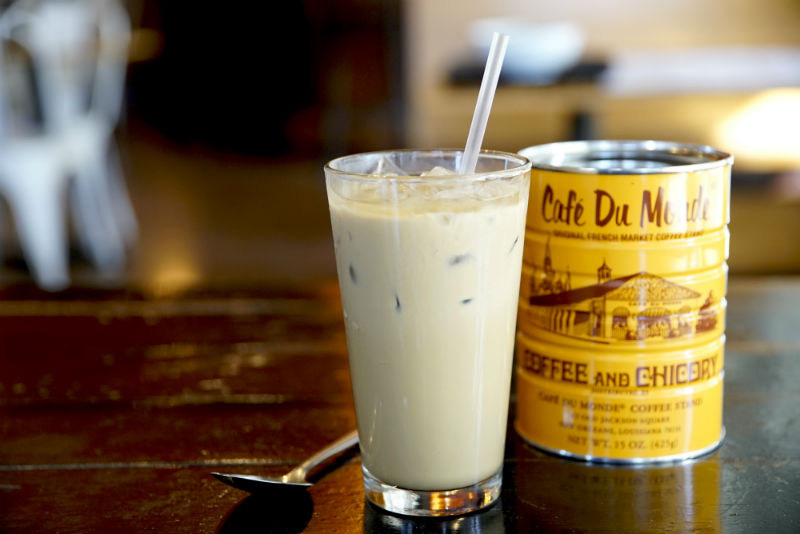Vietnamese iced coffee made with Cafe du Monde.