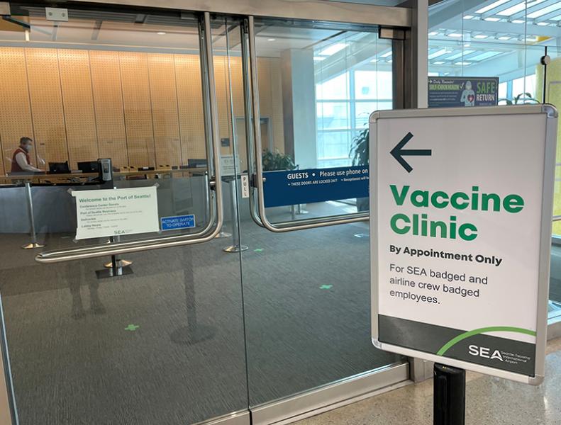 Vaccine clinic sign.
