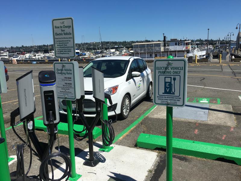 Electric charging station at Fishermen's Terminal.