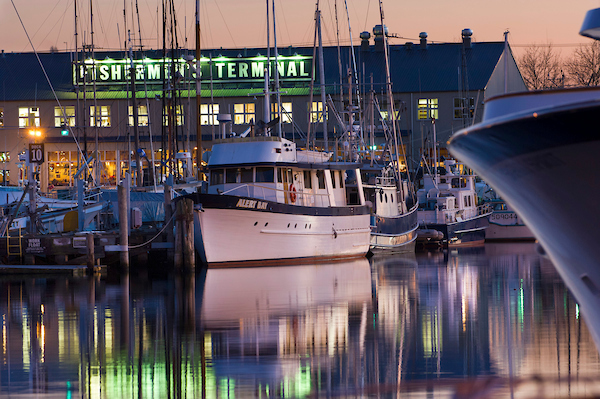 Fishermen's Terminal and commercial fishing boats.