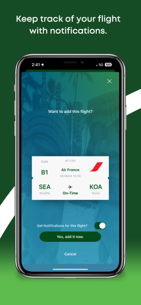 Keep track of your flight with notifications.