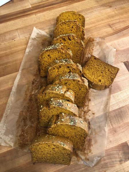 Pumpkin bread from Floret on display