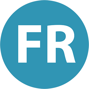 A teal-colored circular icon with the white uppercase letters “FR” centered inside it.