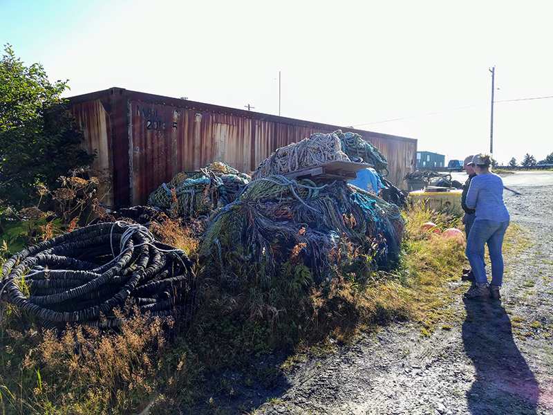 Piles of used fishing nets.