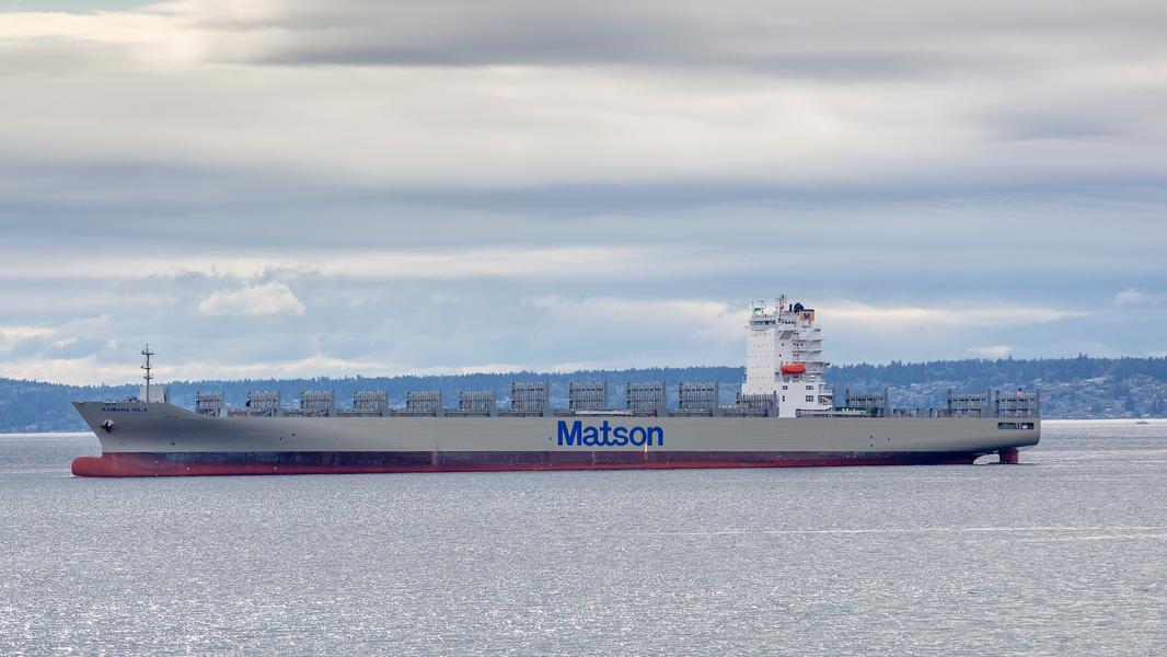 Matson Kaimana Hila as it departs Elliott Bay.