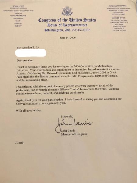 Letter from John Lewis.
