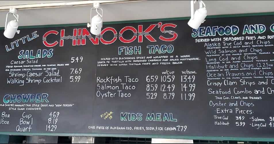 Little chinook's menu.