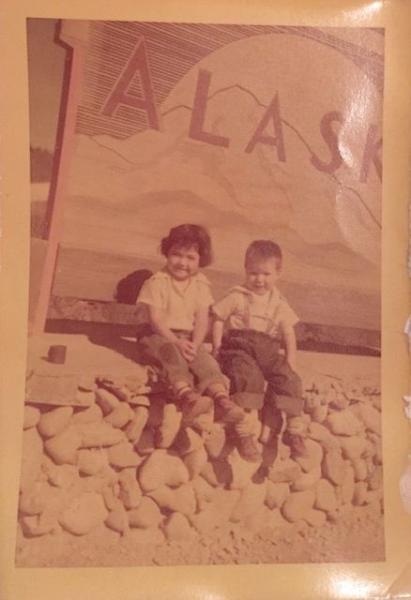 Two native Alaska children in vintage photo.