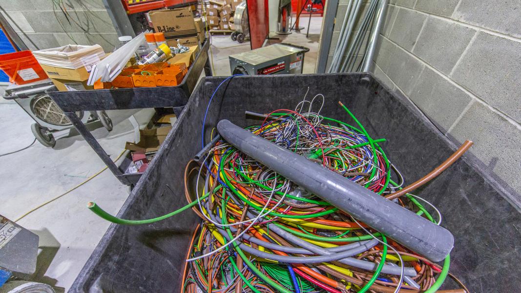 Excess electrical wiring from North Satellite construction.