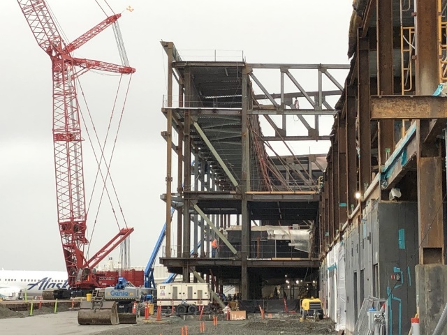 A photo of the steel moment frame that surrounds the NSAT facility.