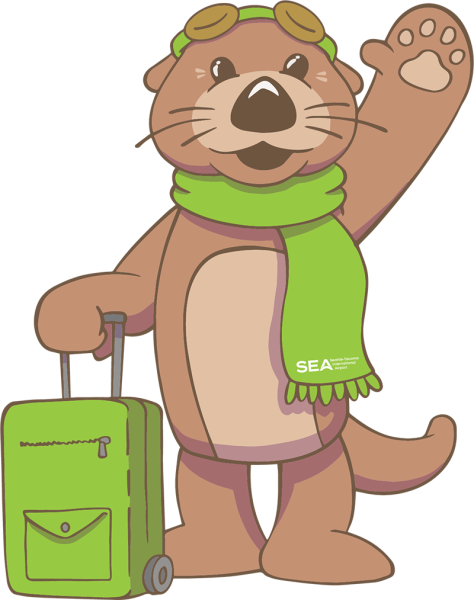 Illustration of Jett waving, suitcase in hand.