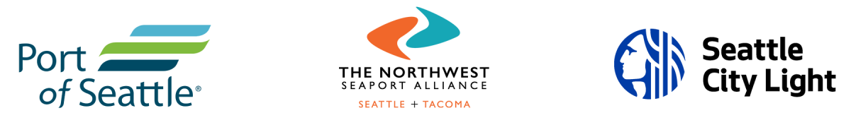 Port of Seattle logo, Northwest Seaport Alliance logo, and Seattle City Light logo.