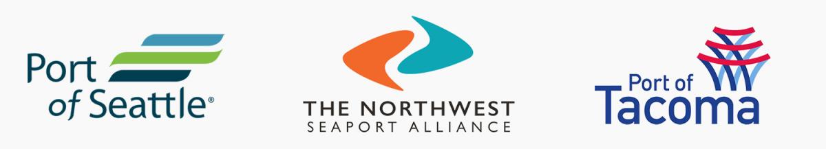Logos of the Port of Seattle, The Northwest Seaport Alliance, and the Port of Tacoma