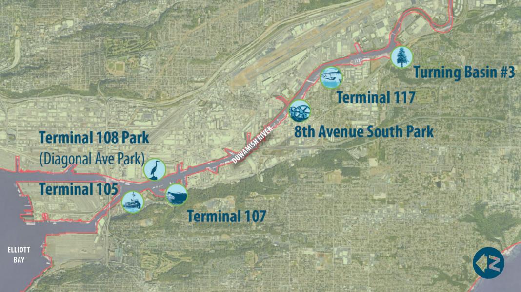 Duwamish River parks map.