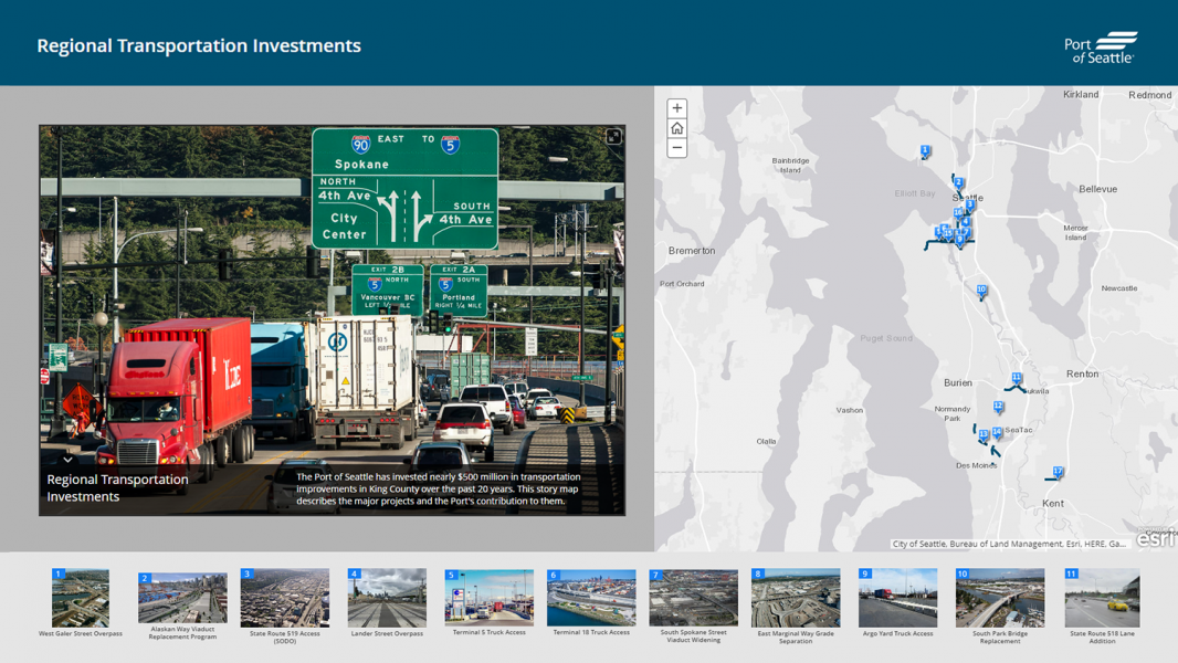 View interactive map of Port of Seattle regional transportation investments