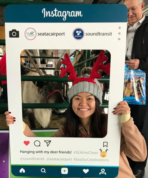Reindeer and Bryanna Bui pose in a selfie.