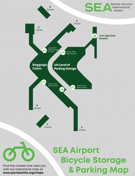 SEA Airport Bike Storage and Parking Map PDF.