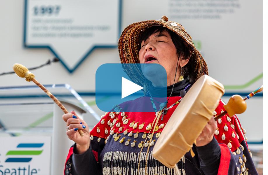 Sacred Circle grand opening celebration features Native American Song and Dance at SEA Airport (video)
