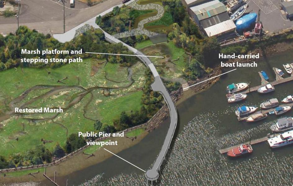 Terminal 117 aerial photo with labels showing future state of the park.