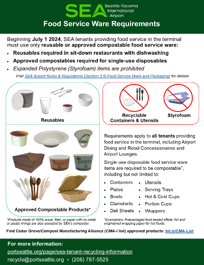 SEA Airport Food Service Ware Requirements (PDF)