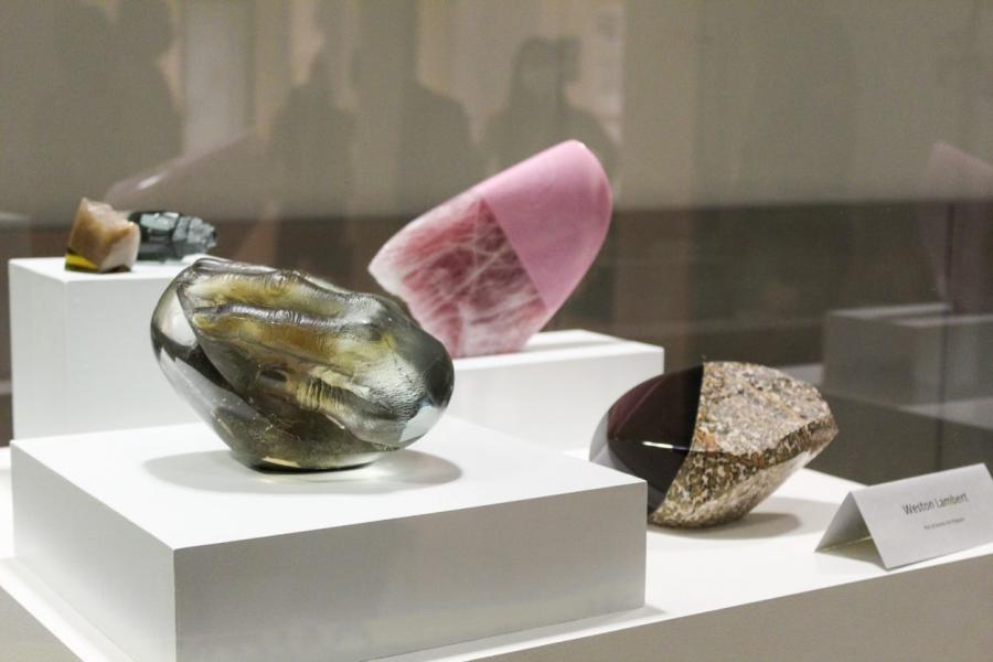 Temporary exhibit in glass cases.