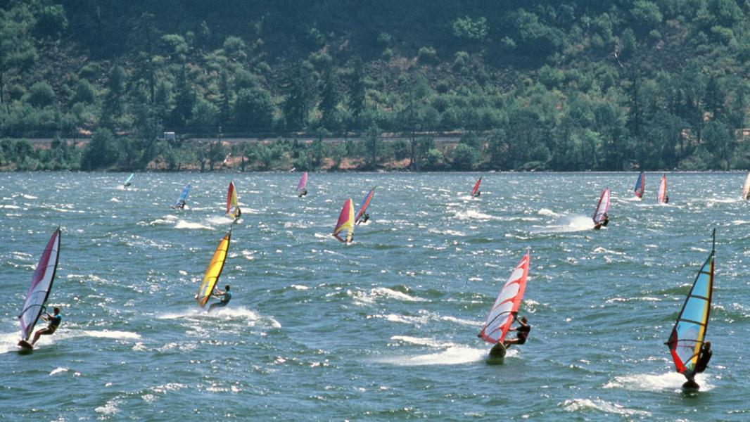 Wind Surfers in the Columbia Gorge.