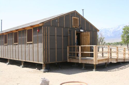 Exterior view of barracks at Manzanar.