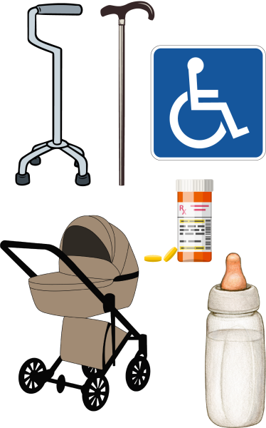 Specialty items including wheelchairs, strollers, and baby bottles require assistance from a TSA agent