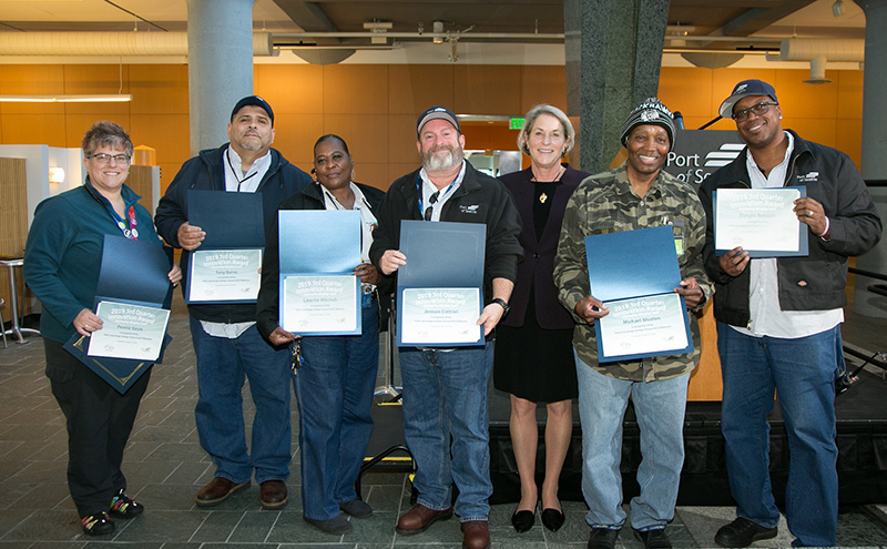 Field Crew Garage Team holding awards