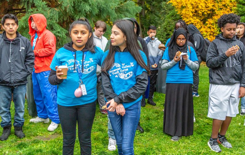 Teenagers at a Duwamish enviornmental event.