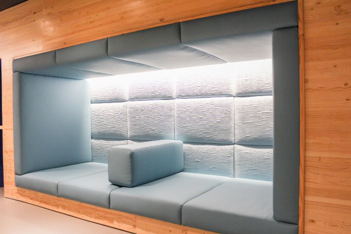 Seating nook in the sensory room.