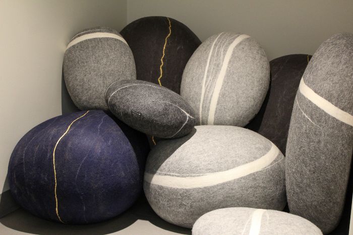 Pillows that look like rocks.