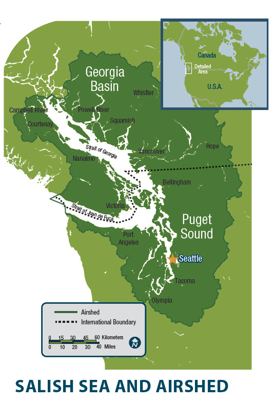 Map showing the Salish Sea and Airshed.