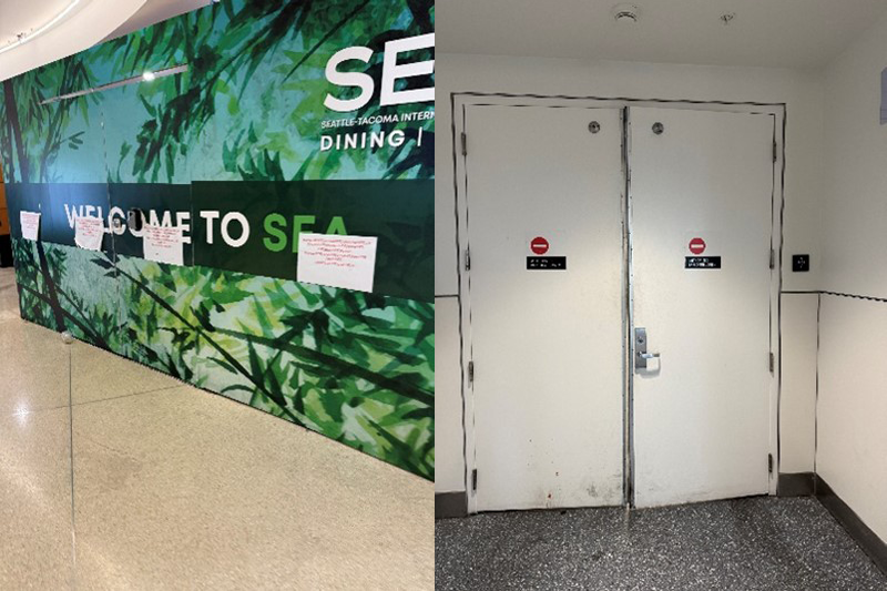 Left: Current Food Donation Room door. Right: New North Satellite location door