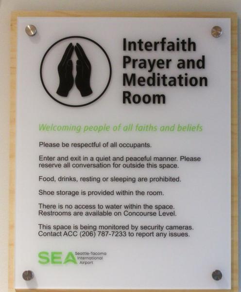 Signage for the Prayer Room.