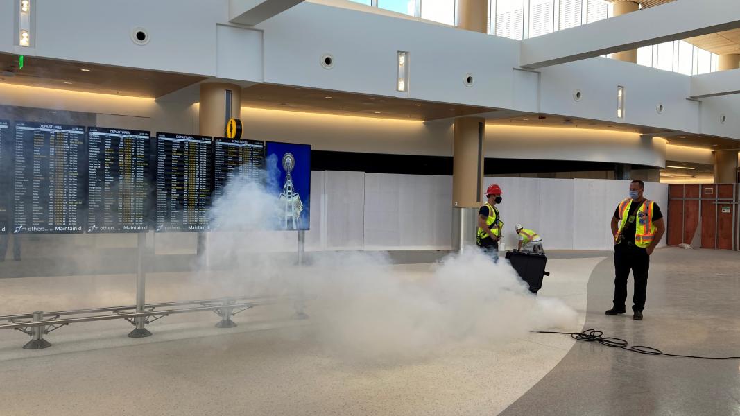 Smoke control tests at the North Satellite conducted by the Port Fire Department.