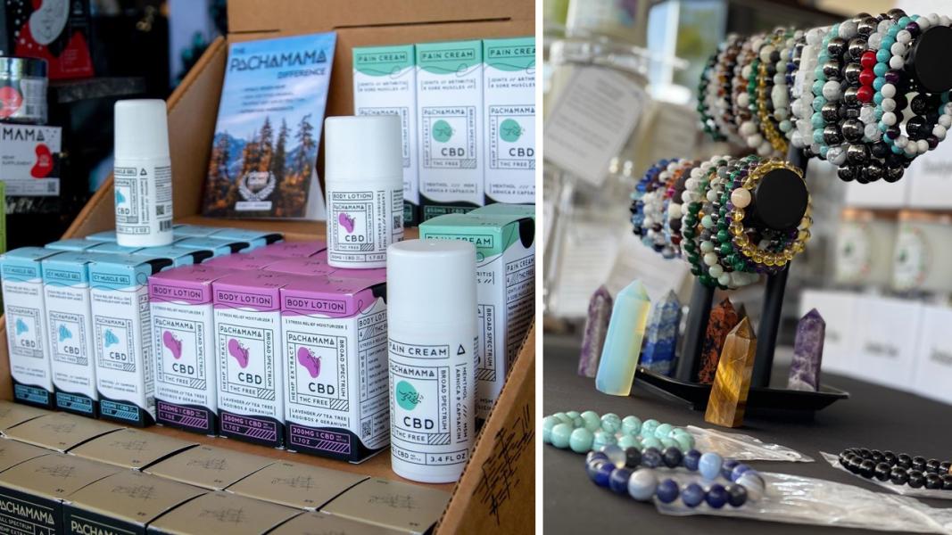 Wellness products on display.