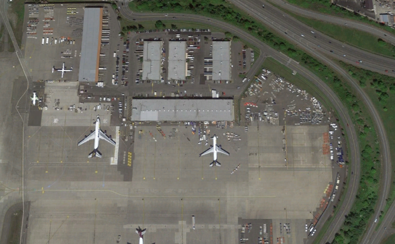 Birds-eye view of the air cargo airfield.