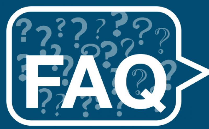 "FAQ" speech bubble logo