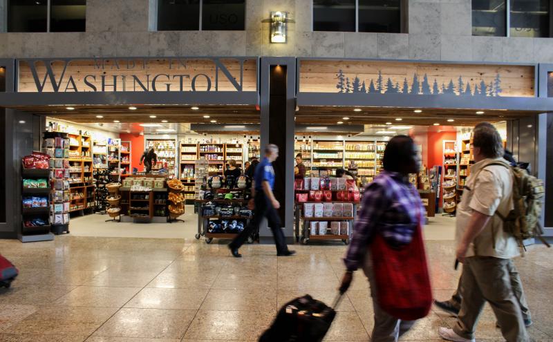 'Made in Washington' storefront in the terminal.